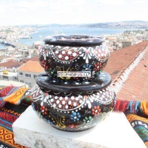 Handmade Turkish Ceramic Ashtray with Lid Wholesale