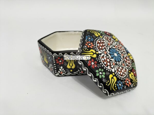 Handmade Turkish Ceramic Sugar Bowl Hexagon