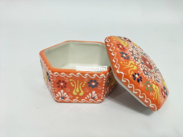 Handmade Turkish Ceramic Sugar Bowl Hexagon