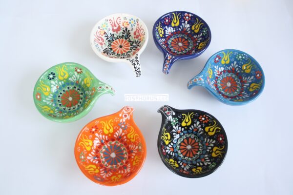 Handmade Turkish ceramic bowls with handle
